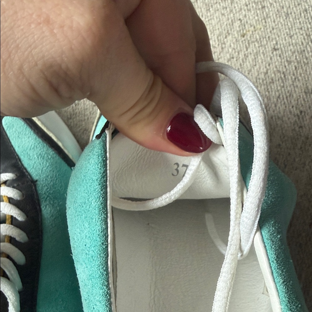 NWOT VINTAGE -Emilio Pucci Turquoise, Black and White Suede Low-Profile Sneakers - Picture 6 of 7